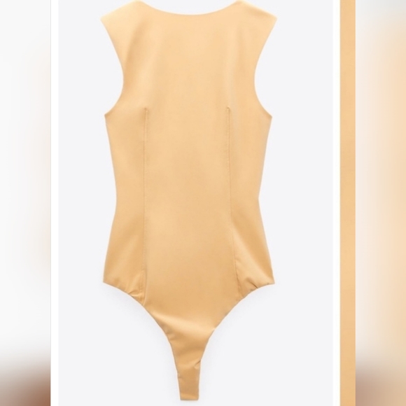Zara Women's Sleeveless w/ Metal Detail Bodysuit Butter Yellow Sz XS NWT - Picture 6 of 13